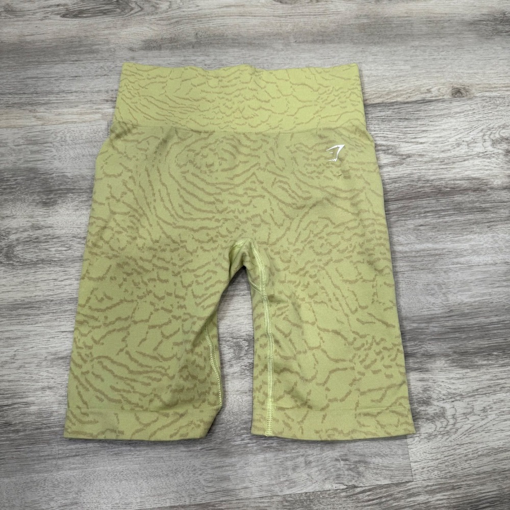 Gymshark‎ Adapt Animal Seamless Shorts High Waisted Ribbed Texture Yellow XS